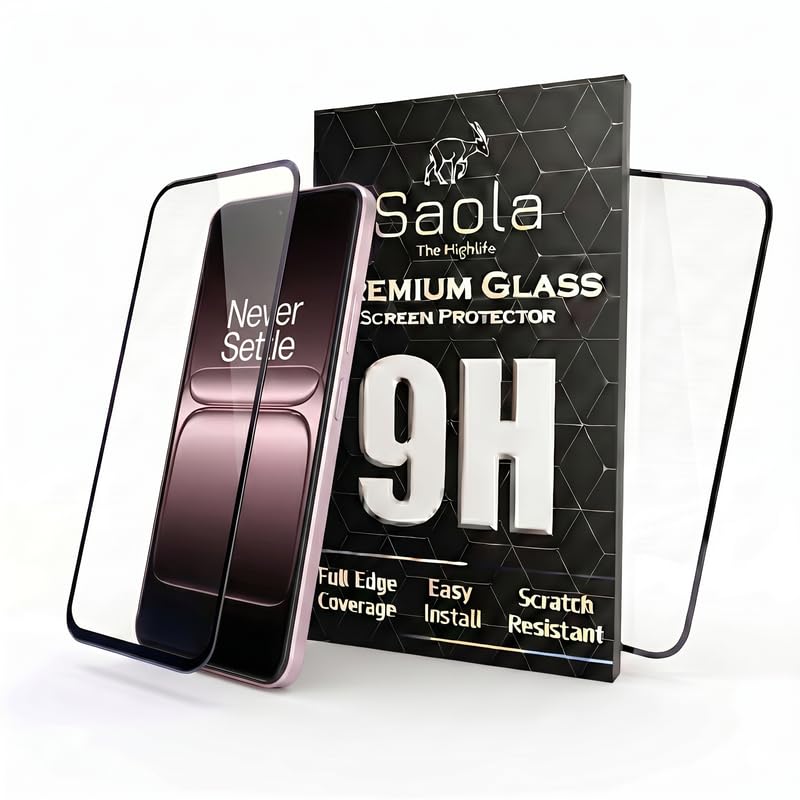 Image of Saola HD Clear Tempered Glass for OnePlus 13s | High Strength 9H Protection, Smooth Touch, Full Coverage Screen Guard, 2-Step Installation Kit | Quick & Easy Application (Pack of 2)