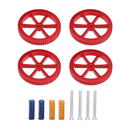 3D Printer Leveling Kit, Aluminum Alloy Red Leveling Nuts, Spring Heating Rod for Hot Bed, Compatible with 3D Printers