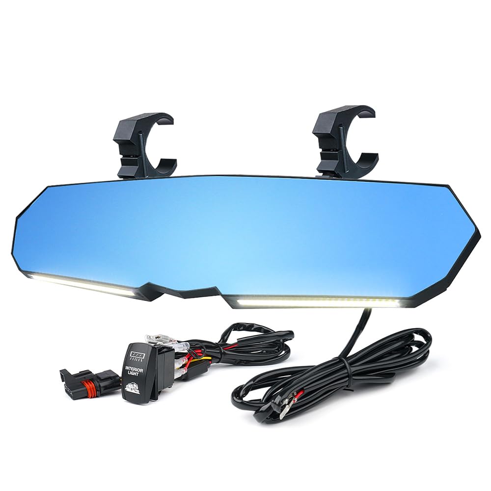 13" UTV Convex Center Rear View Mirror W/ Light For Polaris - Foto 11
