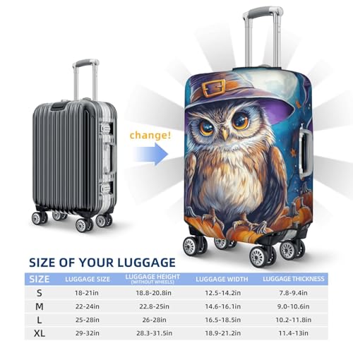 Owl Witch Hat Pumpkins Elastic Travel Luggage Covers Dustproof Scratch-Resistant Suitcase Protector Fit 22-24 Inch4