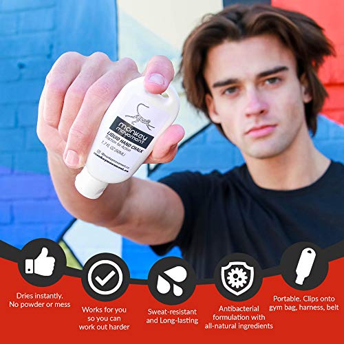 Monkey Movement Liquid Hand Chalk: No Mess Liquid Grip Dry Hands for Rock Climbing, Gamers, Billiards, Weightlifting, Crossfit, Pole Fitness, Gymnastics, Sweaty Hands