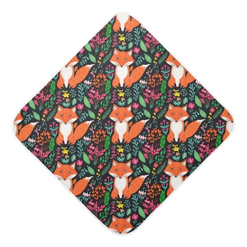 Msyxl Fox Floral Hooded Towel - Ultra Soft & Absorbent Muslin Cotton Bath Towel for Babies, Toddlers, Newborn - Boys & Girls Essential 35