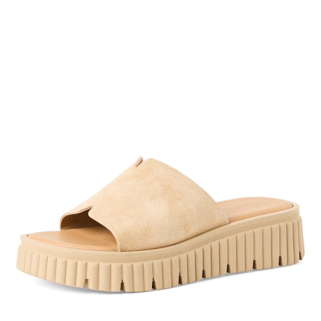 Tamaris Women's leather mules with wedge heel beige 7.5 UK