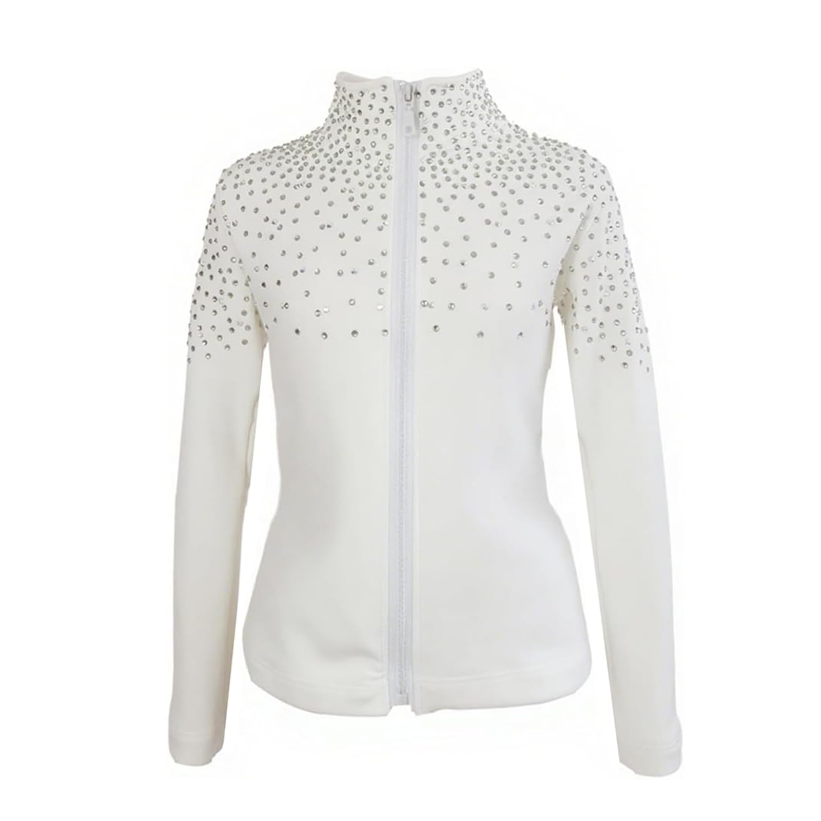 LIUHUO Chaqueta de patinaje sobre hielo para niñas y mujeres, forro polar elástico, para entrenamiento, patinaje artístico, blanco, 4-6 años