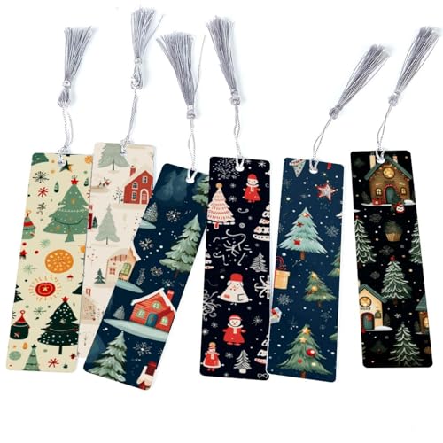 Marque-pages sapins de Noël avec pompons pour lectures festives et bibliques x6