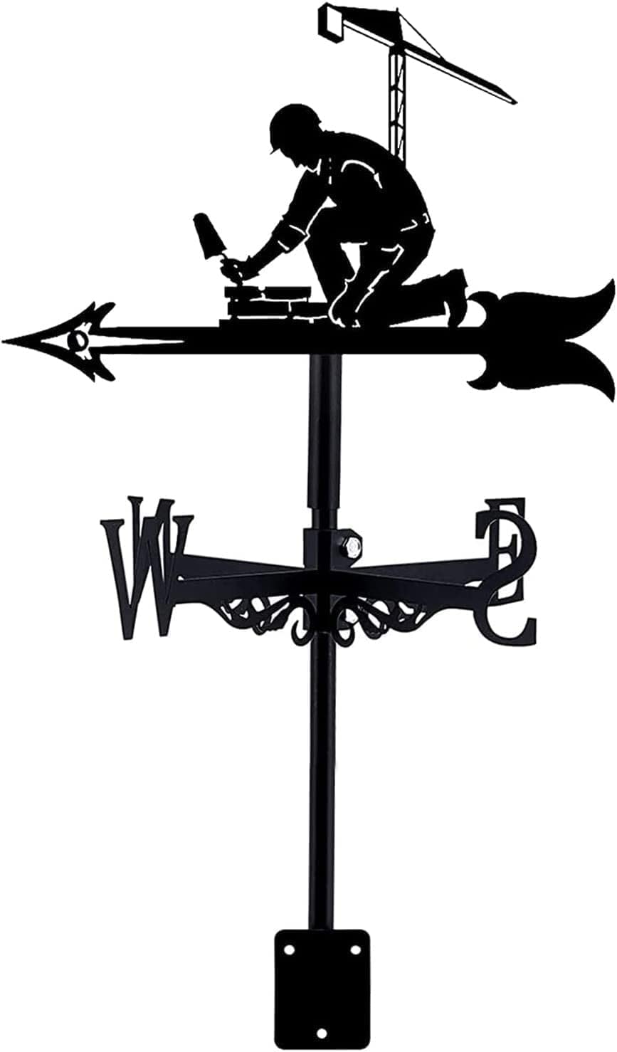 Klonwg 39 Weather Vane Stainless Steel Weathervane Figurine, Practical Wind Direction Indicator Weathercock Measuring Tools