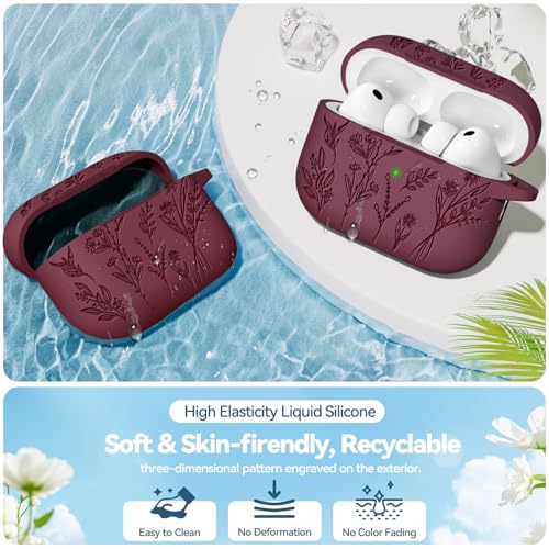 Image of for Airpods Pro 3 Case, Flower Engraved Cases for Apple AirPods Pro 3rd Generation 2025, Soft Silicone Cover for Men Women Girly with Cleaning Kit & Keychain, Anti-Scratch, Shockproof