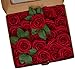 Ancokig Fiori Rosa Artificiali 25 Pezzi Rose Finte Schiuma Aspetto Reale con Foglia e Gambo Regolabile per DIY Matrimoni Mazzi Nuziale Festa Casa Stanza Decorazioni (Vino rosso,25 Pezzi)