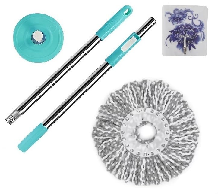 Hill Clean 360° Spin Mop Stick Stainless Steel for E-lite Floor Cleaning with 1 Microfiber Color Mop Head/Refill (Multicolour) (B09V51QT66) Amazon Price History, Amazon Price Tracker