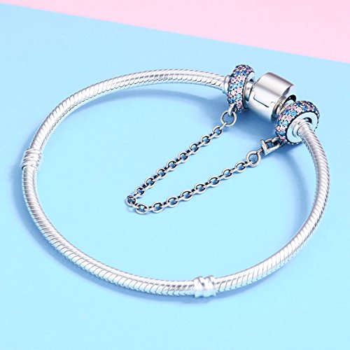 Forever Queen Clasp Safety Chain Charm 925 Sterling Silver Clip Stopper Charm Bead With Cubic Zircon And Silicone Grip For Charm Bracelet Bj09004 #TOP7
