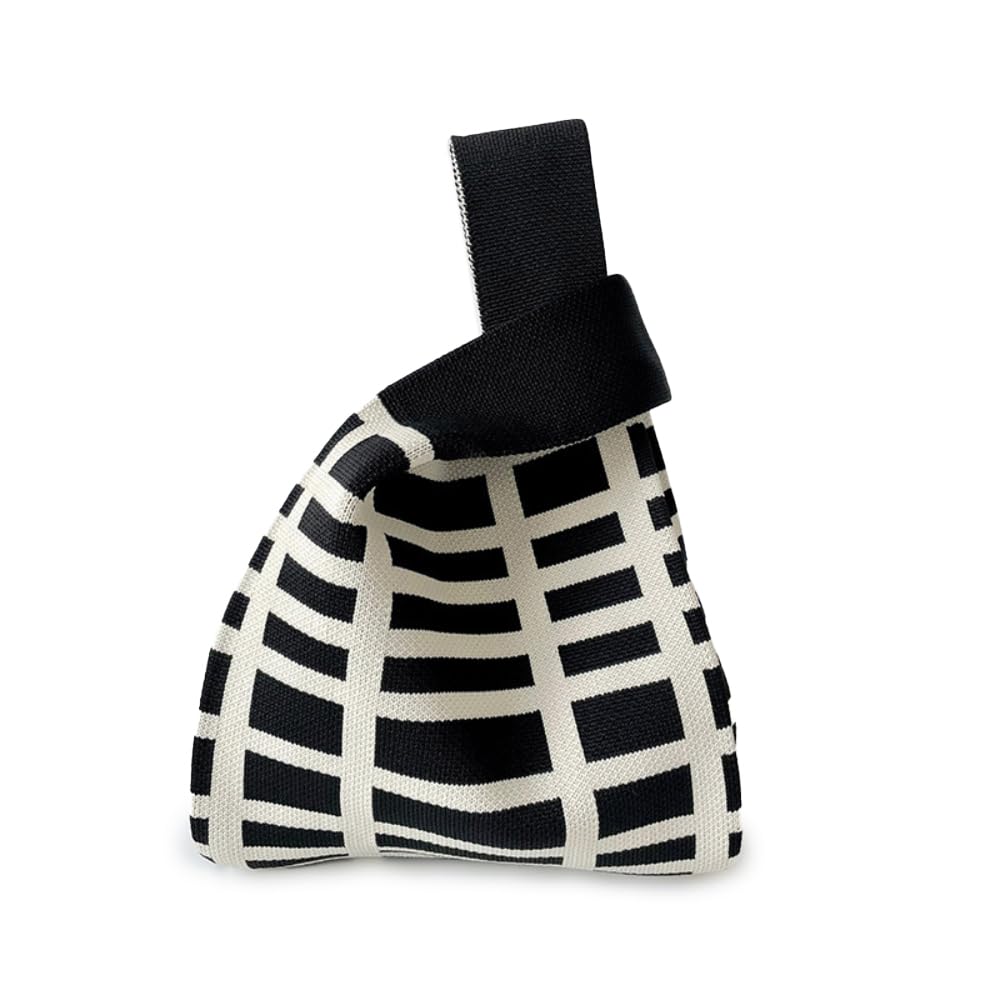 Kawn® Crochet Wrist Handbag for Women Wristlet Handbag Sleeve Knot Pouch Portable knitted breathable lightweight foldable Casual Small Purse Cute Tote Bag For Shopping, Dating, Travel