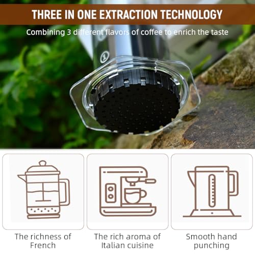 Image of Supvox Press Coffee Maker 4 Stage Brewing Easy Press Coffee Brewing Pot Heat Resistant Food Grade PP Manual Detachable Design Portable Maker for Travel,Camping,Grey