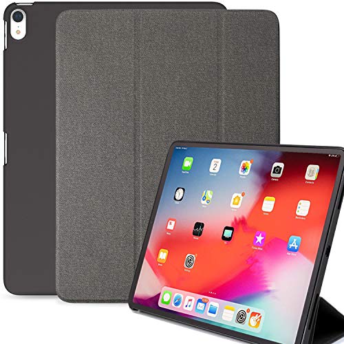 KHOMO iPad Pro 11 Inch Case (Released 2018) - Dual Twill Grey Super Slim Cover with Rubberized Back and Smart Feature