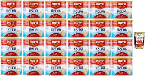 Mutti polpa di Pomodoro Tomatenpulpe Tomaten sauce 100% Italienisch 24x 210g dose + Italian gourmet Polpa