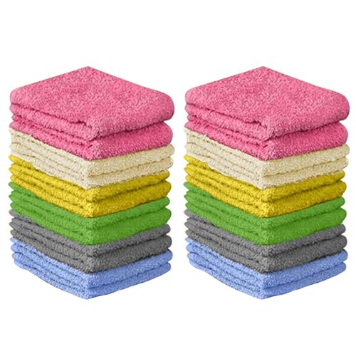 QUBA LINEN 100% Cotton Washcloth Set – Ultra Soft, Light-Weight, Highly Absorbent, 12x12 (Butterfly (Multi-Color) Towels – Pack of 24 Face Cloths for Bathroom, Baby, Gym, Spa & Travel Use