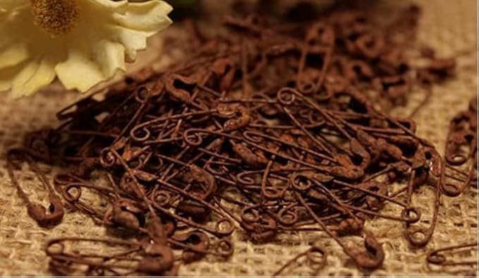 Decorative 100 Primitive Itty Bitty 3/4" Rusty Safety Pins Rusted Crafting Supplies/Rusty Safety Pins for Crafts-Decorative Pins for Crafts and Decoration