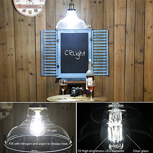 Crlight 5000K Led Edison Bulb 10W Daylight White 1000Lm, 100W Incandescent Equivalent, Replace 20W Compact Fluorescent Cfl Bulbs, E26 Medium Base St64 Vintage Led Filament Bulbs, Non-Dimmable, 3 Pack #TOP4