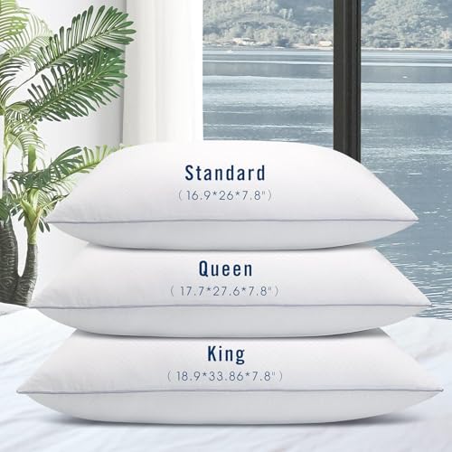 Image of Piwaal King Size Pillows 2 Pack Grey, Soft Support for Sleepers | Down-alternative fill, fluff by patting to adjust loft, breathable & cozy for any sleep position.
