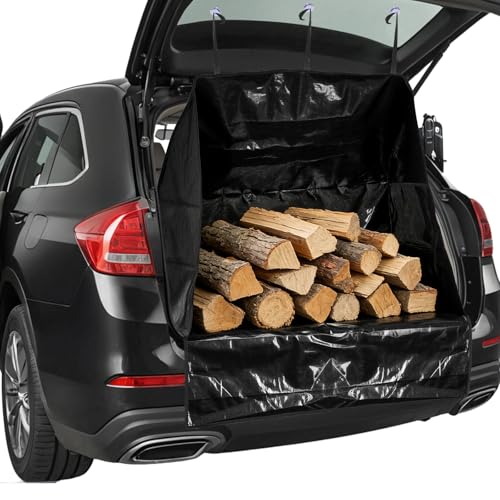 Loebelle SUV Cargo Liner with Sides, Reusable Dumpster Bag for Waste Management Waterproof Trunk Cover with Bumper Flap Protector, Cargo Mats for SUVs Sedans Vans, Yard Waste Bag for Hay Debris(Black)