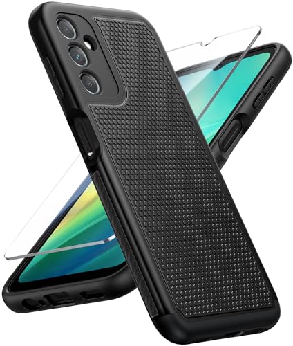 Image of FNTCASE for Galaxy A14-5G Phone Case: Samsung A14 5G Military Grade Drop Protection, 14ft Drop Tested, Screen Protector Included, Anti-Slip Matte Textured, TPU+PC Dual Layer Shockproof Cover (Black)