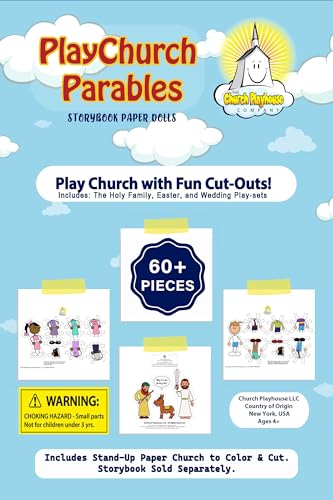 The Church Playhouse Company PlayChurch Parables Paper Dolls Set, 60+ Pieces, Holy Family Easter Wedding Play-Sets, Ages 4+