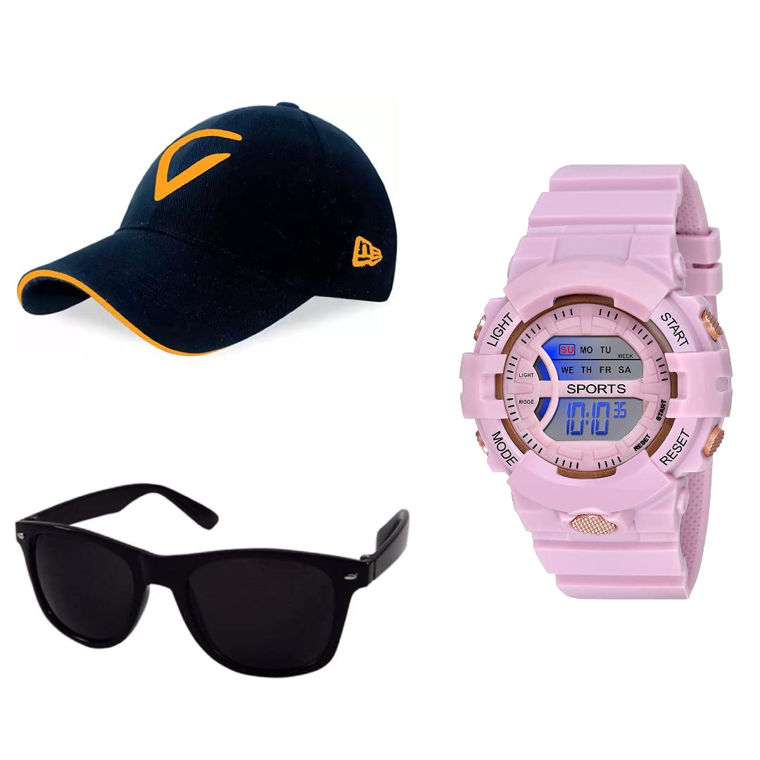 UNEQUETREND Digital Sports Watch, Multi-Functional Watch for Boys & Men with Cap and Goggle, Combo Pack of 3-WCS-2630- Pink (B09SL37HVY) Amazon Price History, Amazon Price Tracker