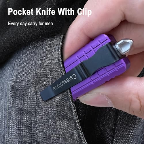 Image of Small Purple Retracting Utility Pocket Scalpel Knife For Men with Clip | EDC Folding Scalpel Knife, Retractable Blade Pocket Knife, Come with 10pcs #24 Extra Blades, for DIY Project