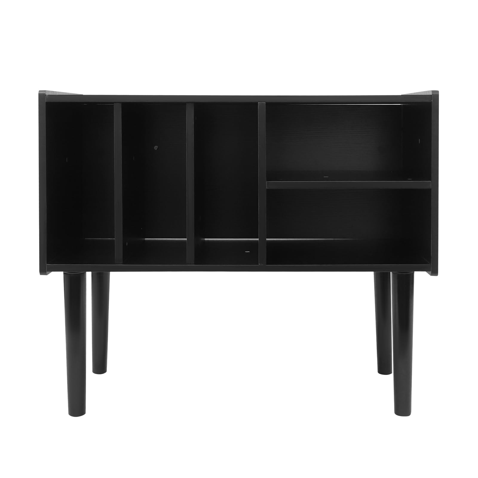 Supporto per giradischi della metà del secolo con contenitore in vinile per fino a 220+ album, Black Vinyl Holder Storage Shelf for Bedroom Living Room