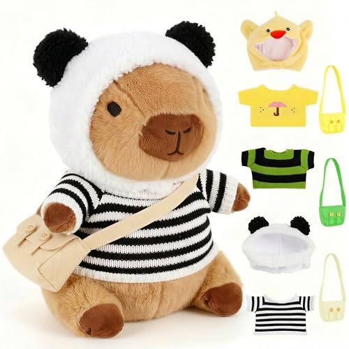 redaica Capybara Plush with 9PCS Clothes & Accessories, Dress Up Graduation Stuffed Animals, Capibara Peluches Plush Toys, Capybara Toys Gifts for Mom, Birthday Party Classroom Prizes Gifts for Kids - image 1