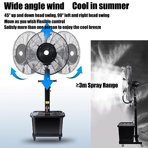 CSXCQM 22in 26in 30in Pedestal Misting Fan for Garden Patio, 90° Oscillation Outdoor Fan for Cooling with 11 Gallon Water Tank, Black Pedestal Fans Factory Vertical Floor Fan (Size : 750mm/30in)