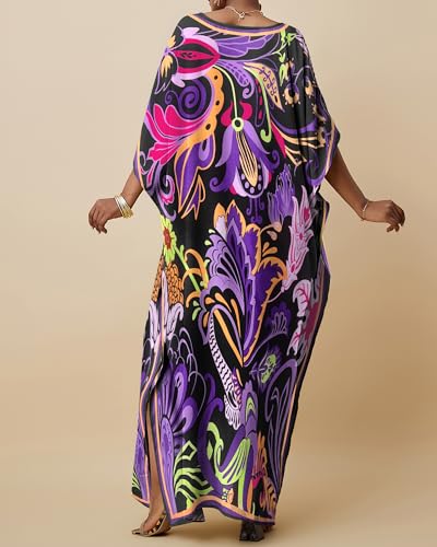 Bsubseach Women Kaftan Dresses Ethnic Print V-Neck Beach Cover Up Plus Size Caftan Loungewear Summer Swimsuit Coverup4