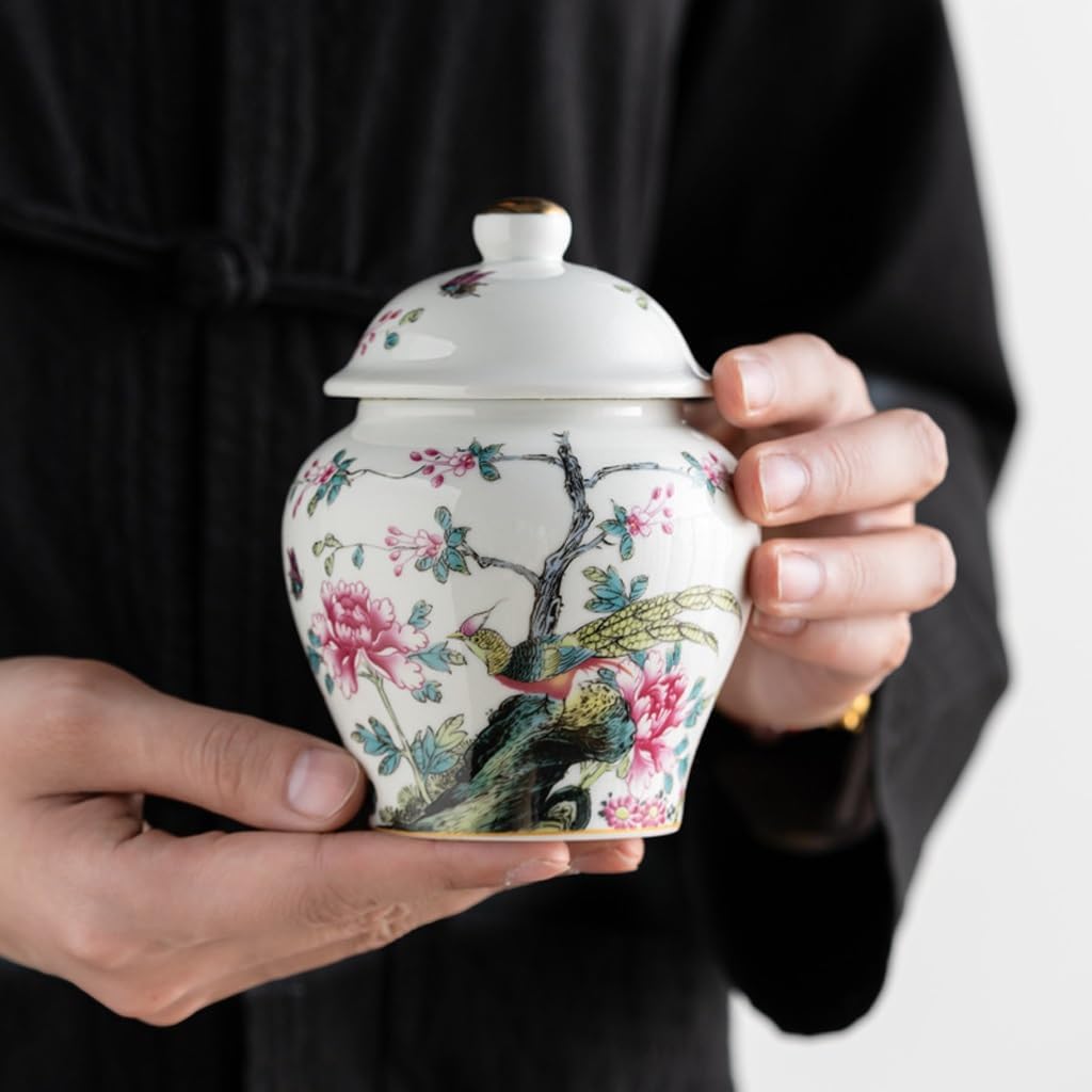 SONGCHAO Sugar Jar Empty Tea Cans, Ceramic Sealed Storage, Moisture-Proof Small Warehouses, Home Living Room Decorations Tea Canister