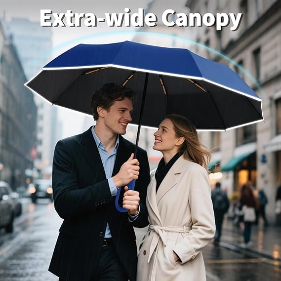 Image of Umbrella for Women | Umbrellas for Men | UV Coated 3 Fold Umbrella for Rain with Auto Open and Close Small Folding Travel-Foldable Windshield