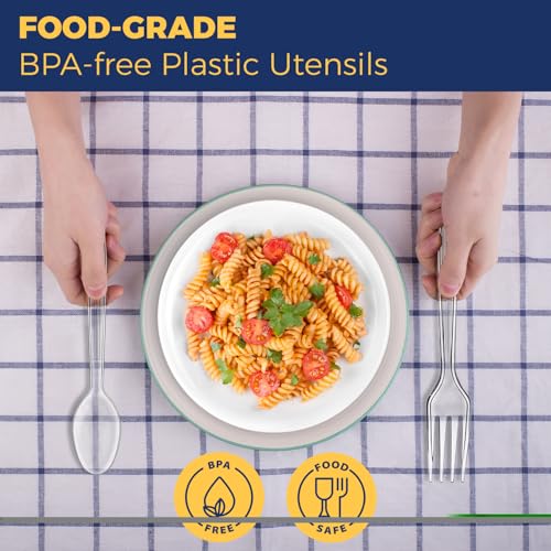 420 Count Extra Heavy Duty Plastic Forks Silverware – Heat Resistant & BPA Free Disposable Silverware Cutlery– Clear Premium Plastic Utensils for Parties & Events (Clear, 420 Forks) — view 6