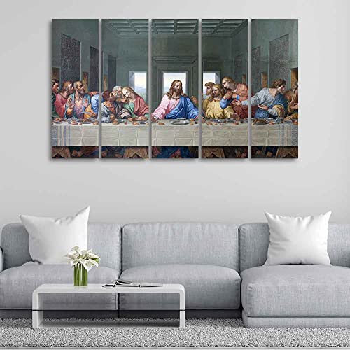 Image of VIBECRAFTS Last supper of Jesus 5 Pieces Canvas Wall Painting For Home|Office|Living Room|Gift (PTVC5Pcs4 8613NN)