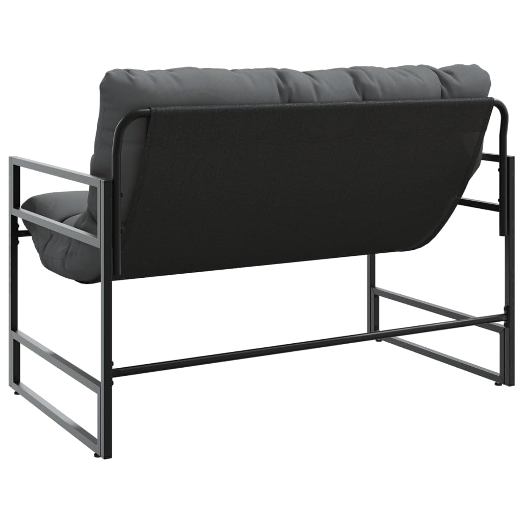 Banco de jardín con cojín, antracita, 113 cm, de acero resistente a la intemperie, para terraza, balcón, muebles de jardín, banco con reposabrazos y espacio de almacenamiento, banco para