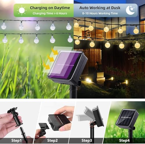 Image of CBK 45 Bulbs LED Fairy String Solar Light Silicon LED Bulbs 10 Meter Waterproof 8 Mode Outdoor /Indoor Waterproof Solar Powered Led String Light, Decorations for Garden Yard Balcony (Yellow)