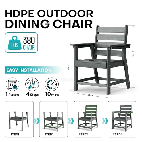 Image of HDPE Dining Chair Set of 2, Gray