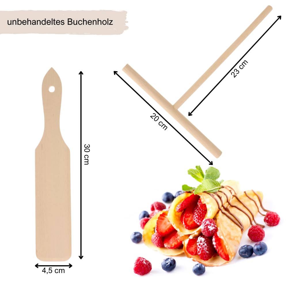 ZLKSEW Râteau à Crêpes En Bois - Outil Rond Pour Crêpes Et Grattoir En  Forme De T Pour Gâteaux