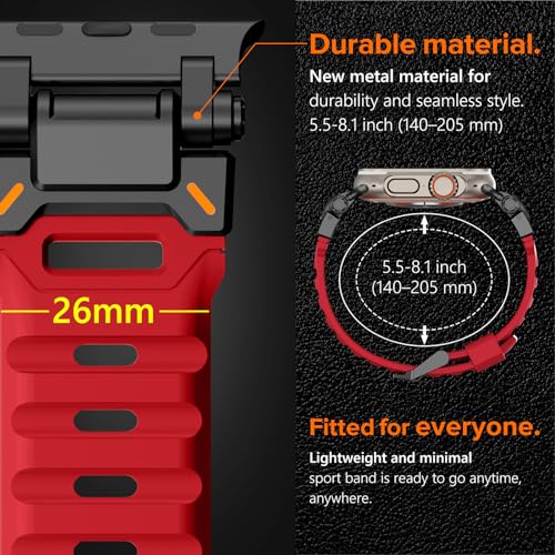 Image of KADES Rugged TPU Sport Band for Apple Watch Ultra 3 /2 /1 49mm, Metal Connectors for Apple Watch Series 11 /10 /SE3 46mm Series 9 /8 /SE2 /7 /6 /SE /5 /4 /3 /2 /1 45mm /44mm /42mm