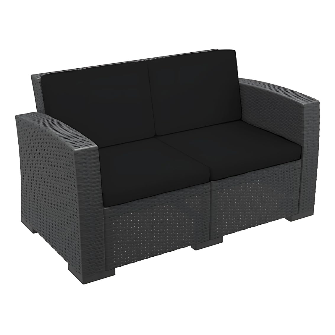 Dazzle Collection Replacement Cushions Set For Rattan Chairs Sofa Patio Garden Outdoor Furniture 2, 3 or 4 Seater Patio Set Water Resistant Patio Padding Seat Pads Cushions (4 Pc Black 2 Seater)