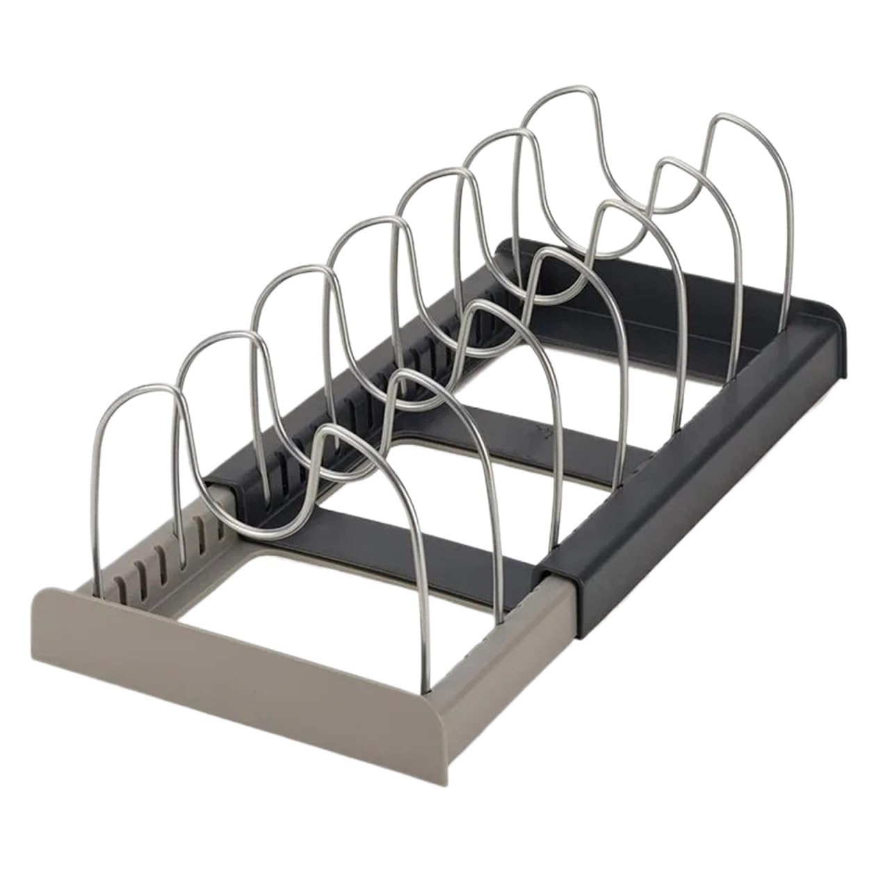 LYVQZPWLR Pot Lid Organizer Rack, 7 Grid Telescopic Pot Rack And Lid Holder, Space-Saving Cabinet for Pots And Lids