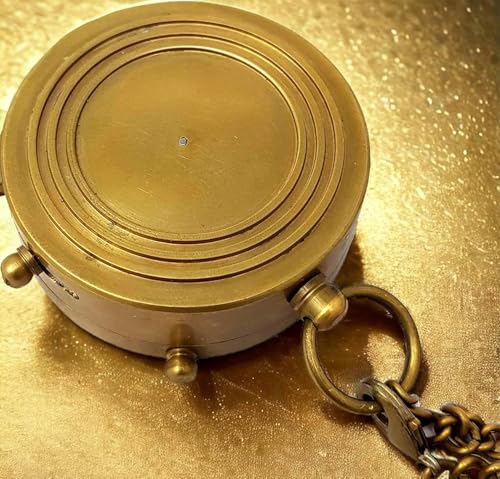 Brújula de bolsillo de latón con funda de cuero miniatura 6