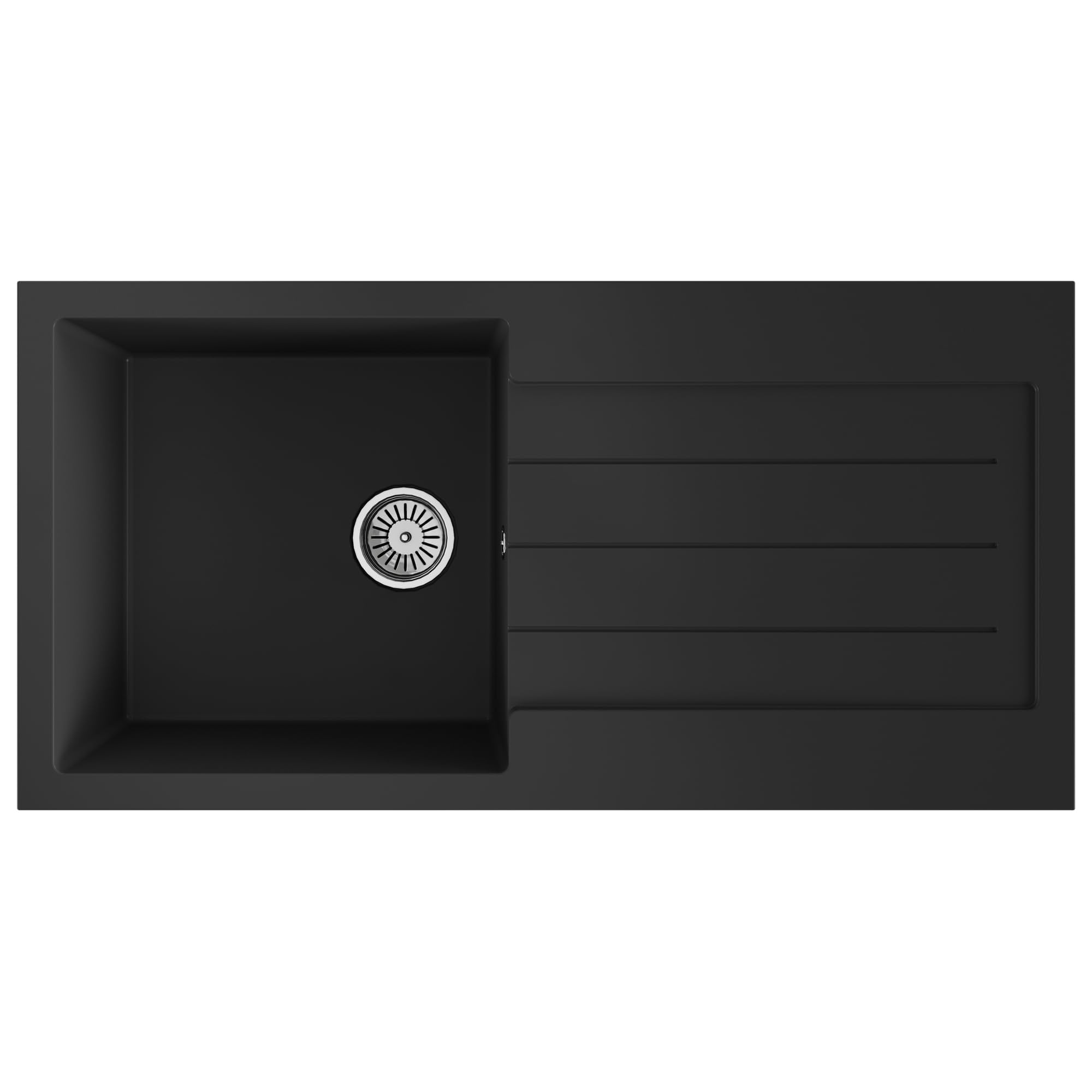 Liquida Black Ell10bl 1.0 Bowl Comite Reversible Inset Kitchen Sink With Waste