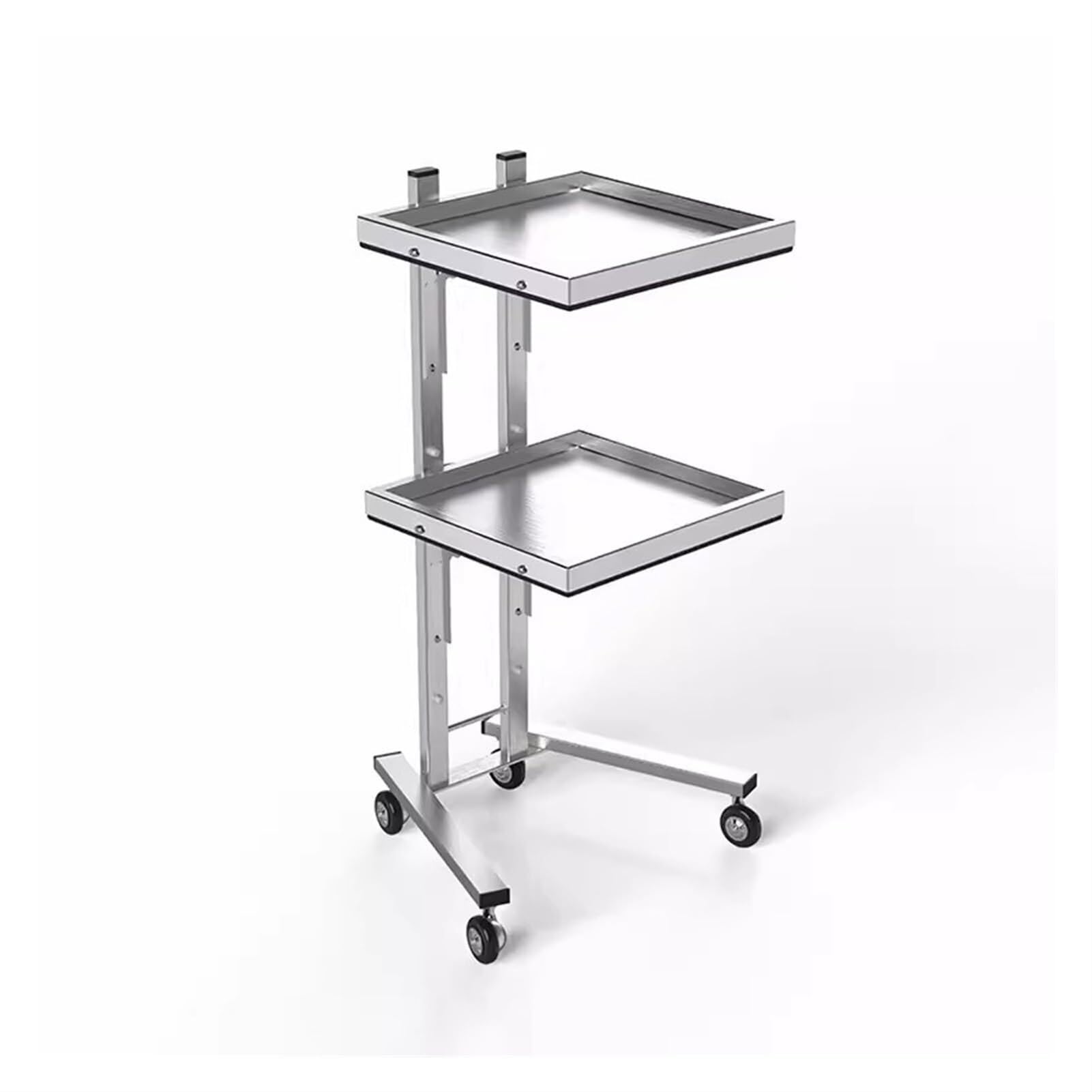 3-poziomowy wózek do salonu ze stali nierdzewnej na kółkach, stojak do przechowywania kosmetyków do makijażu włosów i spa, mobilna metalowa taca, nizer, srebrny, jeden rozmiar
