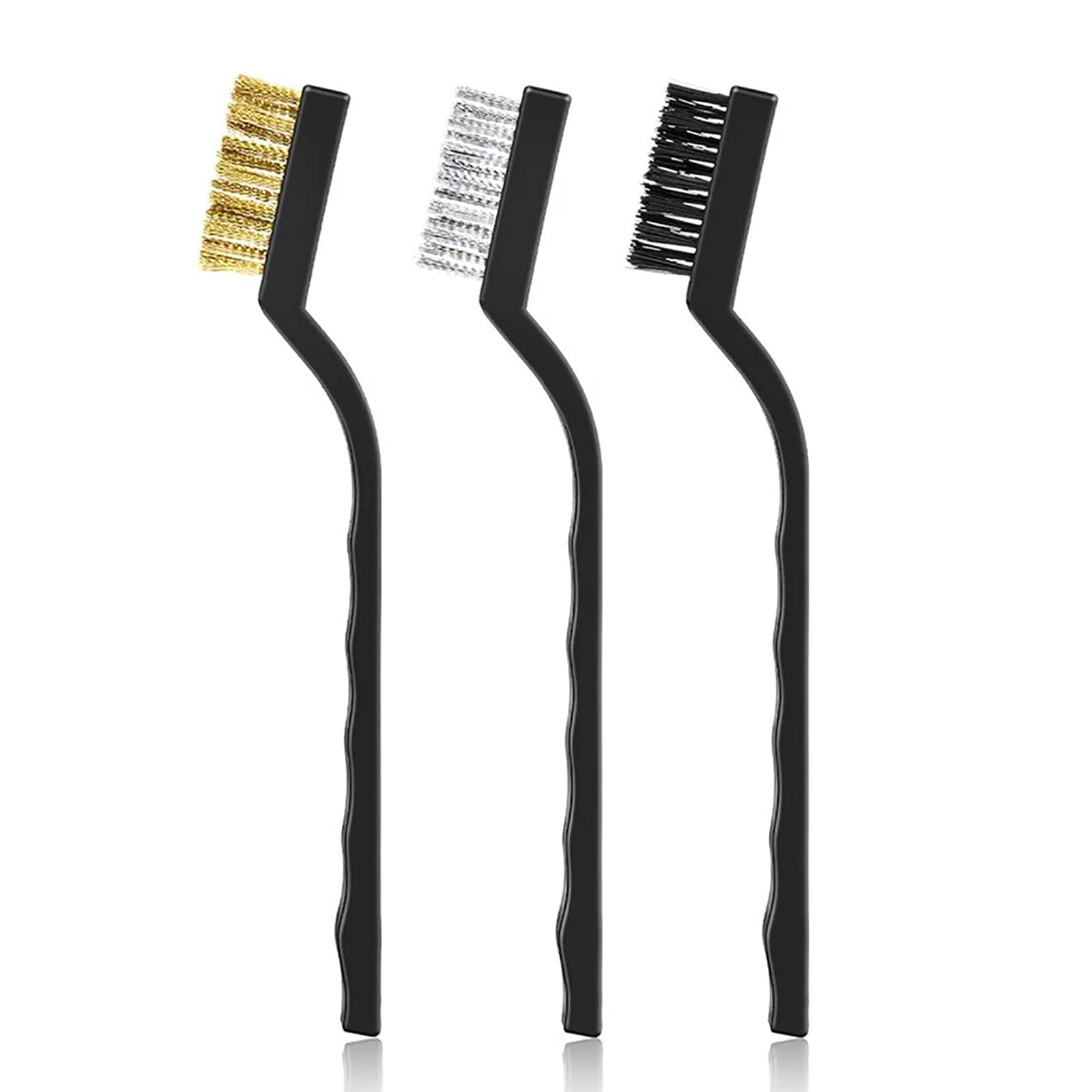 Yuly Copper Wire Brush Industrial Toothbrush Cleaning and Derusting Small Brushes Brass / Nylon / Steel Wire Brushes 3PCS Nozzle Cleaning Brush 3D Printer