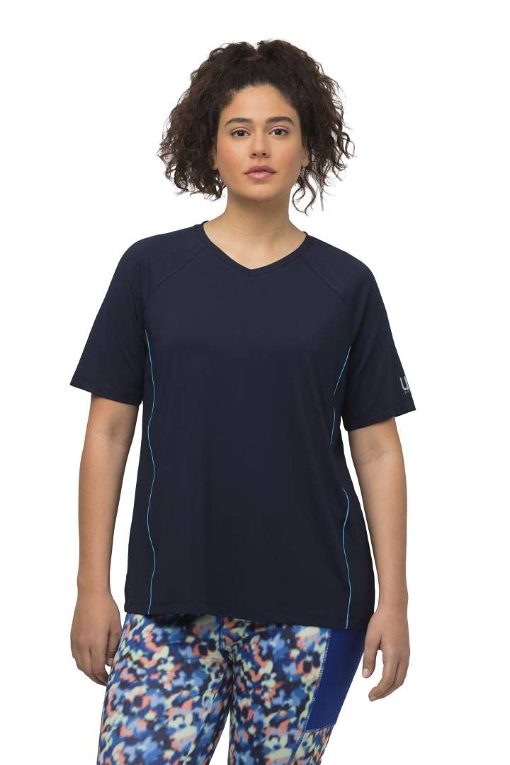 Ulla Popken Damen große Größen Übergrößen Plus Size T-Shirt, V-Ausschnitt, Halbarm 806779