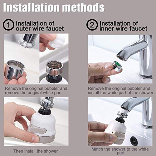 Image of 360 Degree Rotating Water-Saving Sprinkler, Faucet Aerator, 3-Gear Adjustable Head Nozzle Splash-Proof Filter Extender Sprayer for Kitchen Tap