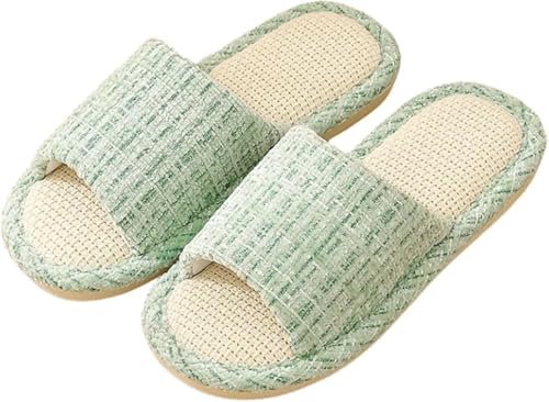 Womens Slippers, Linen Flax House Slippers for Women Men Unisex, Cute Soft Open Toe Summer Bedroom Slides House Shoes Indoor Outdoor Shower Drys fast