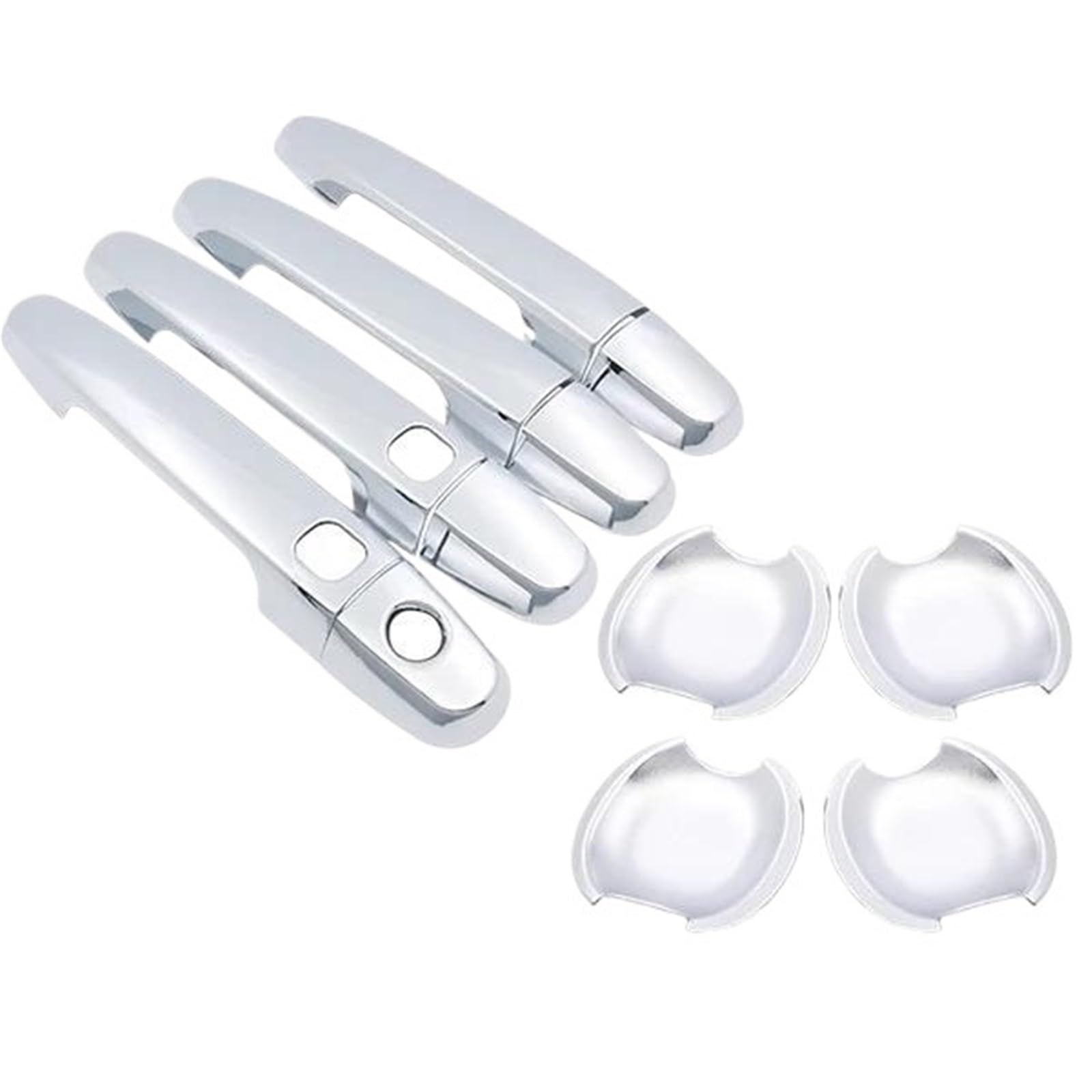 Hlwxmdz 2 Button 4 Bowl Chrome Car Door Handle Cover Trim For Toyota For Corolla For Axio For Altis For Fielder For Auris E140 E150 2007-2013 Car Parts(2 Button 4 Bowl)